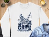 Sailboat Skeleton Deckhand Nautical Sailing Graphic Ocean Waves Crewneck Sweatshirts All Bones All Lines thumbnail 12