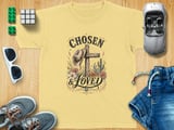 Christian Chosen Loved Youth T-Shirt, 1 Peter 2:9 Scripture Western Boho Faith Tee, Cowgirl Aesthetic Distressed Graphic Shirt thumbnail 7