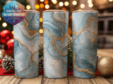 20 oz Skinny Tumbler Wrap, Blue Marble Gold Veins, Sublimation Design, Straight and Tapered Wrap png, Digital Download, Tumbler Design thumbnail 2