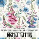 Whimsical Foxglove Watercolor Floral Digital Size Bundle Png thumbnail 2