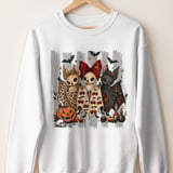Cute Halloween Bat Friends T-Shirt, Spooky Season Sweatshirt, Whimsical Goth Chibi Bats Pumpkin Skull thumbnail 13