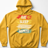 Pickleball Gildan Fleece Hoodie, Eat Sleep Pickleball Repeat, Retro Athletic Sportswear Court Pullover thumbnail 10