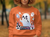 Cute Ghost T-Shirt, Spooky Glam, Halloween T-Shirt, Makeup Ghost, Ghost With Halo, Kawaii Tee, Halloween Shirt, Funny Ghost Tee thumbnail 2