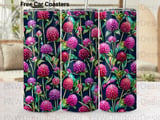 Gomphrena Floral 20oz Tumbler Sublimation PNG | Seamless Globe Amaranth Digital Design + Car Coasters | Vibrant Watercolor Pattern thumbnail 1
