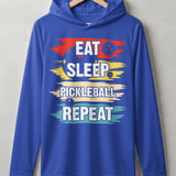 Pickleball Sport-Tek Performance Hood, Eat Sleep Pickleball Repeat Retro Graphic, Lightweight Hoodie thumbnail 4