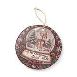 Baby First Christmas Ornament, Custom Woodland Deer Snow Globe Keepsake, Personalized Fawn Ornaments, Rustic Winter Holiday Tree Decor thumbnail 5