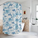 Watercolor Leaping Dolphin Shower Curtain thumbnail 2