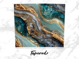 20 oz Skinny Tumbler Wrap Sublimation Design, Abstract Agate, Teal Gold, Straight and Tapered Wrap png, Digital Download thumbnail 4