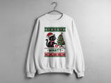 Black Cat What Pushing Christmas Tree Ornament Santa Hat Knitted Holiday Graphic Standard T Shirts thumbnail 7