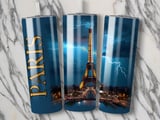 Paris Eiffel Tower 20oz Tumbler Wrap, City of Lights, Lightning Storm Design, Full Wrap Seamless Tumbler Wrap Design, Tumbler Sublimation thumbnail 2
