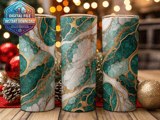 Emerald Green Marble Gold Veins Tumbler, Digital Download, 20 oz Skinny Tumbler Wrap Sublimation Design, Straight and Tapered Wrap png thumbnail 2