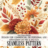 Autumn Flowers Tumbler Design, Watercolor Floral Digital Papers, Printable Tumbler PNG, Scrapbooking Paper, Digital Download thumbnail 1