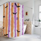 Halloween Shower Curtain and Bath Mat, Spooky Bats and Stripes Bathroom Decor, Cute Pastel Goth Bathroom Set, Retro Whimsigoth Housewarming thumbnail 6