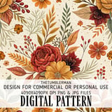 Floral Tumbler Design, Fall Flower Digital Papers, Watercolor Tumbler PNG, Printable Junk Journal Pages, Scrapbooking Paper thumbnail 13