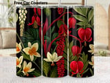 Dark Botanical Tumbler Wrap PNG 20oz Skinny Seamless Sublimation Digital Design with Free Car Coasters thumbnail 1