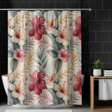 Lush Hibiscus Watercolor Shower Curtain thumbnail 10