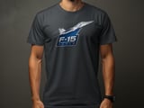 F-15 Eagle Fighter Jet T-Shirt, Military Aviation Graphic Tee, Faux Metallic Pilot Emblem Shirt, Flight Enthusiast Gift for Him thumbnail 4