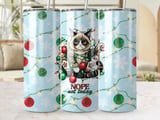 Grumpy Cat Christmas 20oz. Tumbler Wrap PNG, Funny Cat Lover Gift, Nope Not Today Seamless Digital Download, Winter Holiday Design thumbnail 1