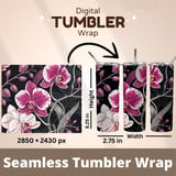 Orchid Tumbler Design, Digital Download, Floral Tumbler PNG, Watercolor Flower Backgrounds, Junk Journal Pages, Digital Scrapbooking Paper thumbnail 7