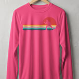 Pickleball Sport-Tek Long Sleeve Tee, Retro Vintage Sunset Player Silhouette Graphic, Sun Shield Shirt thumbnail 2