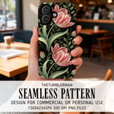 Tulip Tumbler Design, Floral Digital Paper, Watercolor Flower Backgrounds, Junk Journal Pages, Printable tumbler png, Scrapbooking Digital thumbnail 6