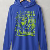 Pickleball Sport-Tek Performance Hood, All I Need Is Jesus And Pickleball, Lightweight Hoodie thumbnail 4