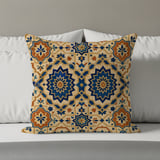 Moroccan Tile Pillow Cover, Geometric Bohemian Cushion Case, Mediterranean Accent Home Decor, Blue Orange Global Pattern Throw Pillow thumbnail 8