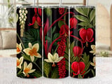 Dark Botanical Tumbler Wrap PNG 20oz Skinny Seamless Sublimation Digital Design with Free Car Coasters thumbnail 5