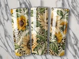 Sunflower Leopard 20oz Tumbler Wrap PNG, Floral Tumbler Design, Sublimation Design, Digital Download, Leopard Print, Cheetah Print thumbnail 2