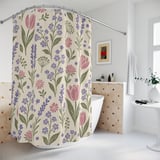 Whimsical Meadow Floral Shower Curtain thumbnail 2