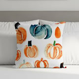 Watercolor Pumpkin Pattern Blanket, Autumn Decor Pillow, Fall Harvest Thanksgiving Throw, Decorative Home Accent, Farmhouse Cushion thumbnail 6