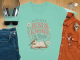 Jesus Knows I'm Trying T-Shirt, Christian Faith Tee, Inspirational Religious Gift for Her, Cottagecore Sparrow Bible Floral thumbnail 11
