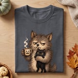 Grumpy Werewolf Coffee Cat Tee thumbnail 2