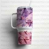 Bows Sublimation Wrap, 40oz Tumbler Design, Seamless, Distressed Tapered Digital Download, Pink and Purple Bows thumbnail 5