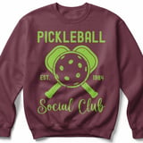 Pickleball Gildan Crewneck Sweatshirt, Pickleball Est. 1984 Social Club Vintage Graphic, Court Warm Up thumbnail 3