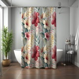 Lush Hibiscus Watercolor Shower Curtain thumbnail 7
