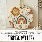 Boho Digital Pattern, Sun Moon Star Pattern, Rainbow Digital Bundle, Celestial Pattern, Boho Nursery Art Print, JPEG PNG Digital Products thumbnail 3