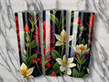 Tropical Floral Tumbler Wrap 20oz Digital PNG for Sublimation, Seamless Dark Botanical Exotic Flowers Design, Gift for Her Download thumbnail 7
