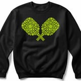 Pickleball Gildan Crewneck Sweatshirt, Crossed Paddles Ball Pattern Graphic, Court Warm Up Apparel thumbnail 1