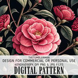 Pink Camellia Tumbler Design, Floral Digital Papers, Watercolor Flowers, Junk Journal Pages, Printable Tumbler PNG, Scrapbooking Paper thumbnail 13
