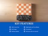 Distressed Orange Checkerboard Woven Blanket, Grunge Checkered Velveteen Blanket, Retro Indie Alt Throw Pillow Cover thumbnail 13