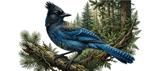 Steller's Jay Tumbler Wrap Digital Design, Blue Jay Forest Sublimation PNG, PNW Wildlife Bird 40oz Tumbler Wrap Art thumbnail 13