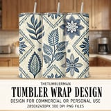 Vintage Indigo Tile Digital Design Size Bundle Png thumbnail 1