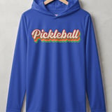 Pickleball Sport-Tek Performance Hood, Pickleball 70s Vintage Retro Striped Script, Lightweight Hoodie thumbnail 4