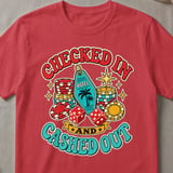 Checked In & Cashed Out Retro T-Shirt thumbnail 3