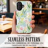 Digital Floral Pattern Bundle, Watercolor Flower Design, Spring Flowers, Daisy, Tulip, Forget Me Not, Digital Paper, Seamless Pattern thumbnail 6