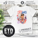 Joy Looks Good On Me PNG Sublimation Design, Confident Woman Digital File, Empowered Lady Curly Hair Graphic Tee & Mug Art thumbnail 3