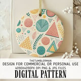 Abstract Geometric Digital Pattern, Digital Bundle, Leaf Pattern, Circle Triangle Pattern, Digital Paper Pack, Seamless Pattern, Digital thumbnail 3