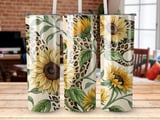 Sunflower Leopard 20oz Tumbler Wrap PNG, Floral Animal Print Tumbler Design, Sublimation Tumbler File, Digital Download, Tumbler Designs thumbnail 1