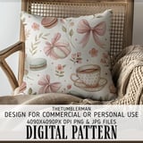 Digital Pattern Bundle, Macarons, Bows, Flowers, Digital Paper, Seamless Pattern, Scrapbooking, Fabric Design, Commercial Use, Digital thumbnail 5